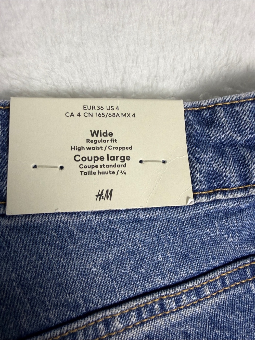 H&M &Denim Wide High-Waist Cropped Jeans - Blue - Picture 7 of 8